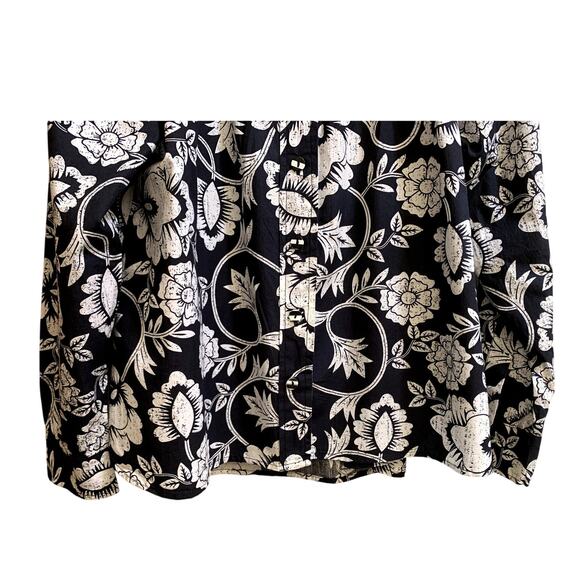 Tulip Sadie Blouse Shirt Women Size Small Black White Floral Cotton Relaxed Fit - Picture 3 of 10